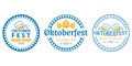 Oktoberfest logo, badge or label set. Beer festival poster or banner design elements. German fest signs. Stamp or seal collection Royalty Free Stock Photo